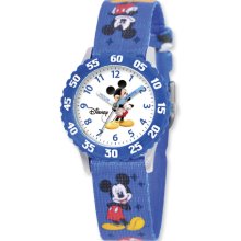 Disney Kids Mickey Mouse Printed Fabric Band Time Teacher Watch