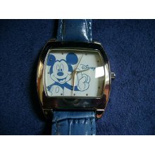 Disney Mickey Mouse Wristwatch Contemporary Collectible Genuine Leather