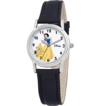 Disney Women's Snow White Silver Cardiff Black Croco Leather Strap Watch #0803C002d084s005