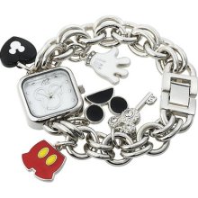 Disney Women's Watch Mickey Mouse M-o-p Dial Charms Link Bracelet Watch. Mk2059