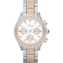 DKNY DKNY Nude and Silver Chronograph Glitz Watch