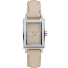 DKNY Rectangular Leather Strap Watch Nude