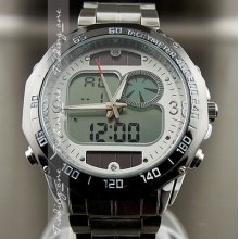 Dual Solar Chronograph Analogue Digital Hours Date Med Lcd Men Watch Ah033