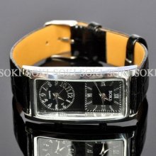 Dual Timezone Womens Black Analog Quartz Ladies Wrist Xmas Gift Watches 38