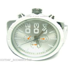 Dz4253 Diesel Men White Silicone Wrapped Stainless Chrono 50m Watch