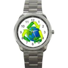 Earth Day Unisex Silver-Tone Sports Metal Watch 05