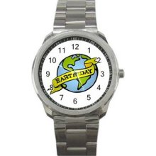 Earth Day Unisex Silver-Tone Sports Metal Watch 04