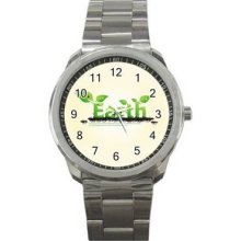 Earth Day Unisex Silver-Tone Sports Metal Watch 14