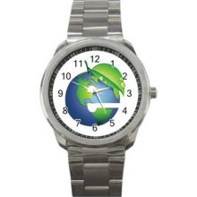 Earth Day Unisex Silver-Tone Sports Metal Watch 03