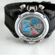 El Backlight Digital Rubber Stop Sport Men Alarm Quartz Wrist Watch Ohsen Black