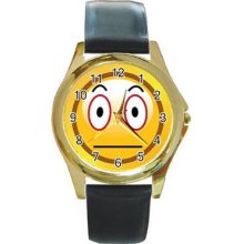 Emoticons Unisex Gold-Tone Round Metal Watch 17