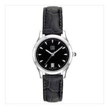 Esq Folio Ladies Black Strap Black Face Ss Watch