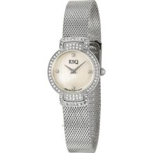 Esq Movado Neve Mesh Stainless Steel Swarovski Crystal Mop Womens Watch 07101383