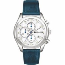 Europa Men`s Prestige Chronograph Watch With White Dial And Blue Strap