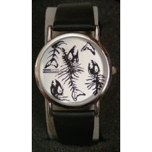 Excellent Condition Fish Head Quartz Watch / Patterned Fish Skeleton Dial