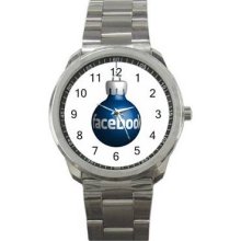 Facebook Unisex Silver-Tone Sports Metal Watch 02