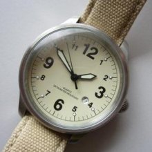 Factory Sample Beige Dial Stainless Steel Quartz Gents Watch