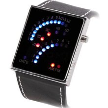 Fashio 29 Led Blue&red Black Leather Digital Wrist Watch Mens Womens Date L0501