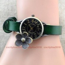 Fashion Flower Face Genuine Leather Roma Number Dial Quartz Woman Wrist Watches