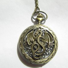 fashion Pocket Watch necklace ,Long Chain Necklace dragon antique mens pocket watch necklace jewelry