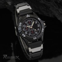 Fashion Steel+rubber Band Men Boy War Game Camping Outdoor Sport Wrist Watch