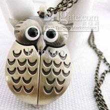 Fashion Vintage Bronze More Lines Owl Pocket Watch Necklace,gift Wat