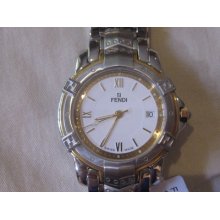 Fendi Swiss Made 2 Tone Round White Dial Watch F356140g $795