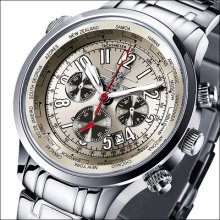 Firefox Worldtimer Stainless Steel Chronograph|silver Brown|german Watch Brand