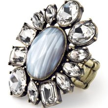 Flower Show Genuine White Agate Statement Ring - Avon mark