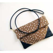 Fold Over Cross Body Bag with Removable Strap Polka Dots