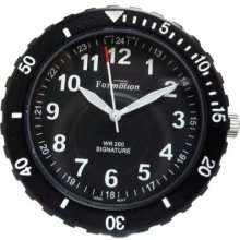 Formotion Stick-on Clock Sb-85200 Black W/ White Numbers Military