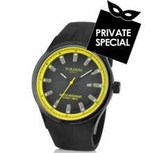 Forzieri Designer Men's Watches, Black Rubber Strap Date Watch