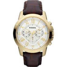 Fossil Chronograph Grant Brown Croc Embossed Leather Strap Men's Watch FS4767