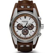 Fossil Cuff Chronograph Leather Watch Tan - CH2565