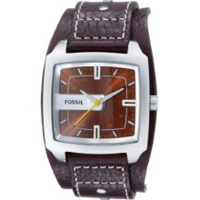 Fossil Jr9990 Gents Brown Leather Cuff Strap Watch With Brown Dial