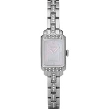 Fossil Ladies Stainless Steel Two Hand Pink Mother of Pearl Dial Watch