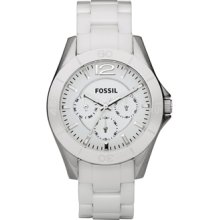 Fossil Ladies White Ceramic Brown Watch