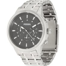 Fossil Mens Awesome Steel & Black Dial Chronograph Watch