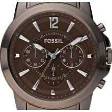 Fossil Mens Chronograph Grant Plated Stainless Steel Watch Fs4608