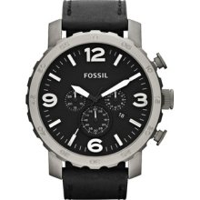 Fossil Mens Nate Titanium And Leather Watch Ti1005