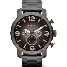 Fossil Nate Chronograph Stainless Steel Watch - Smoke - JR1437