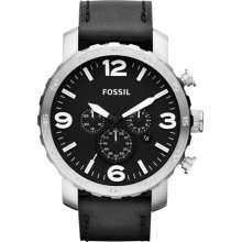 Fossil 'Nate IP' Chronograph Watch, 50mm Black/ Silver