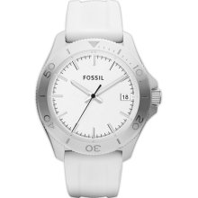 Fossil 'Retro Traveler' Silicone Strap Watch, 44mm White