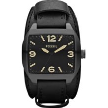 Fossil Roland Black Leather Double Pad Mens Watch JR1386