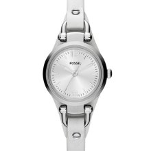 Fossil 'Small Georgia' Leather Strap Watch, 26mm White/ Silver