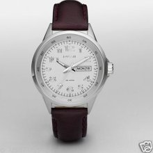 Fossil Women's Am4338 Maddox Brown Leather Silver Dial Watch Sold Out