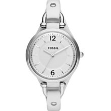 Fossil Women's Georgia ES2829 White Leather Analog Quartz Watch with White Dial