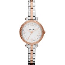 Fossil Womens Heather Analog Stainless Watch - Two-tone Bracelet - Silver Dial - ES3217