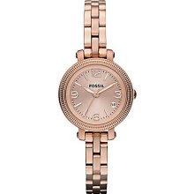 Fossil Womens Heather Mini Analog Stainless Watch - Brown Leather Strap - Gunmetal Dial - ES3138