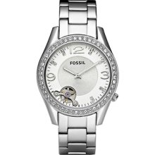 Fossil Womens Watch Me1107 Crystal Bezel Stainless Steel